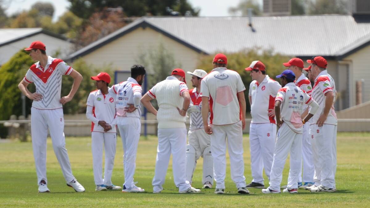 Homers celebrate a wicket against the Horsham Saints. Picture: MATT CURRILL