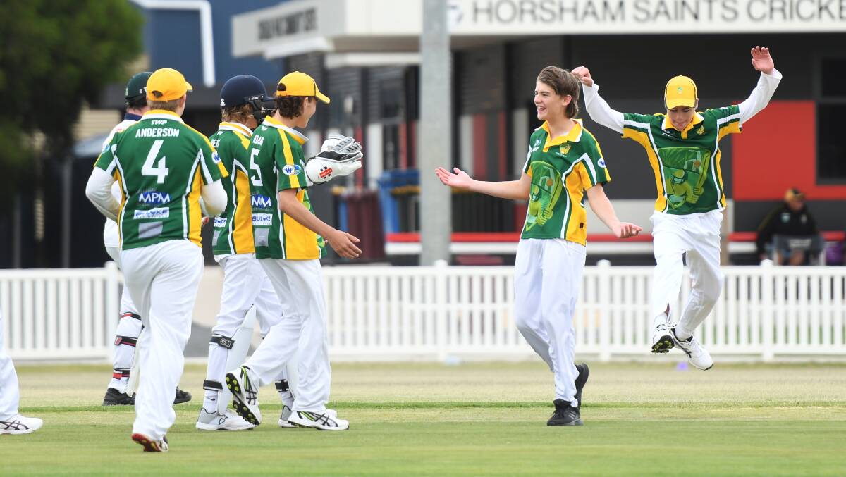 GRAND FINAL BOUND: Wimmera-Mallee celebrates a wicket earlier in country week. Picture: MATT CURRILL
