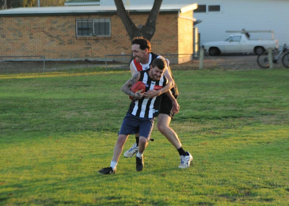 Whippets co-captain Mitch McNaughton is wrapped up in a tackle. Picture: MATT CURRILL