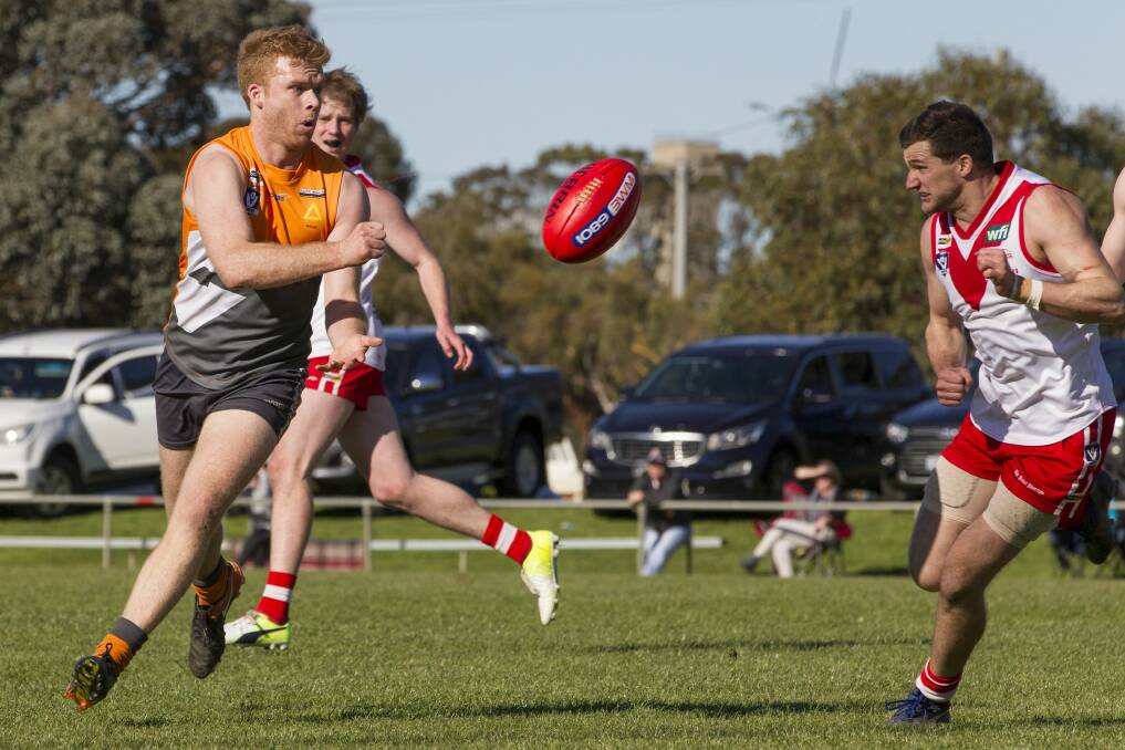 Haydn Drew gets the ball away during the 2019 WFL qualifying final. Picture: PETER PICKERING