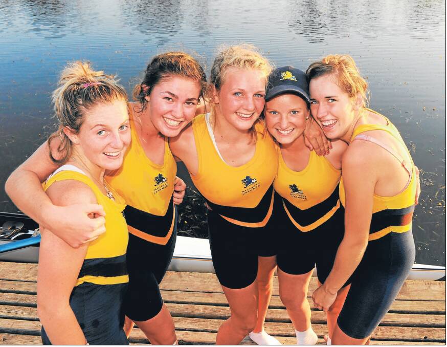 PASSION: Lucy Stephan, right, with the Ballarat Grammar crew that won Head of the Lake in 2009.