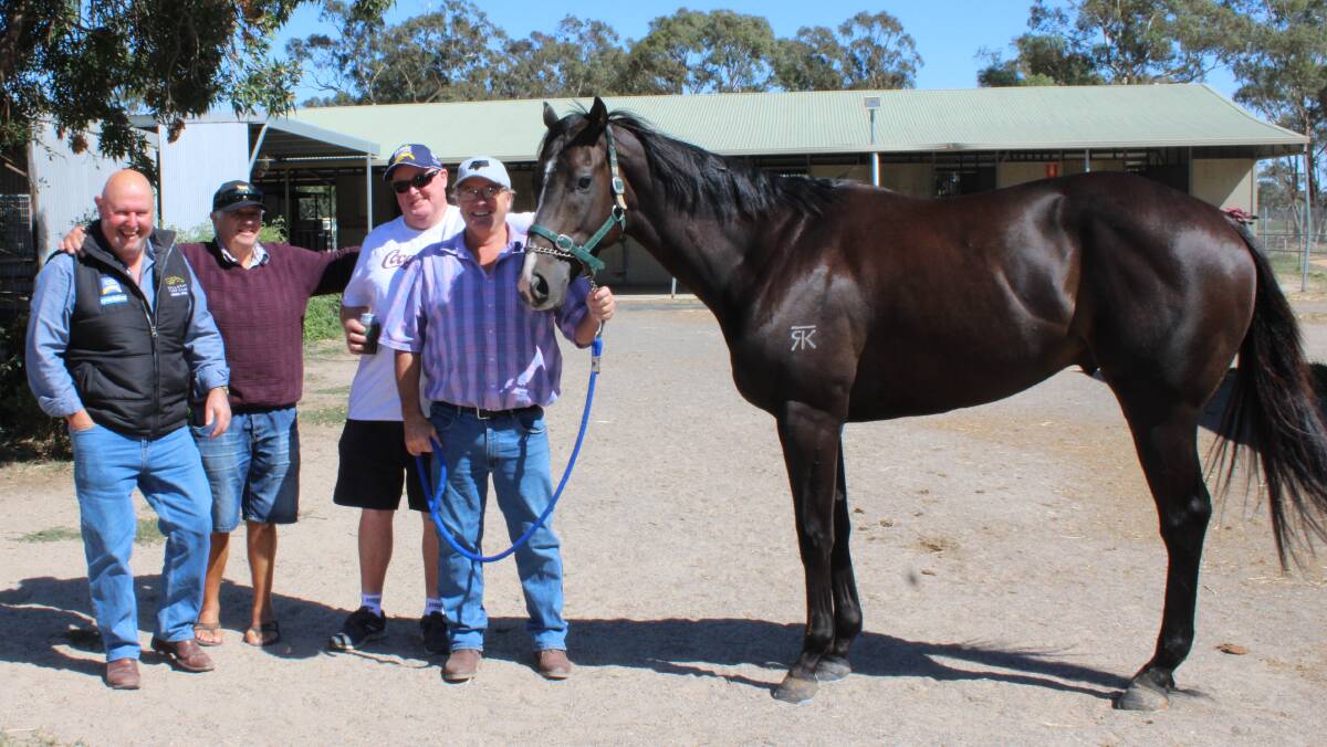 HIGH HOPES: Jim Burke, Leigh Williams, Ritchie Brown and Greg Baldwin with Lunar Fox. Picture: CONTRIBUTED