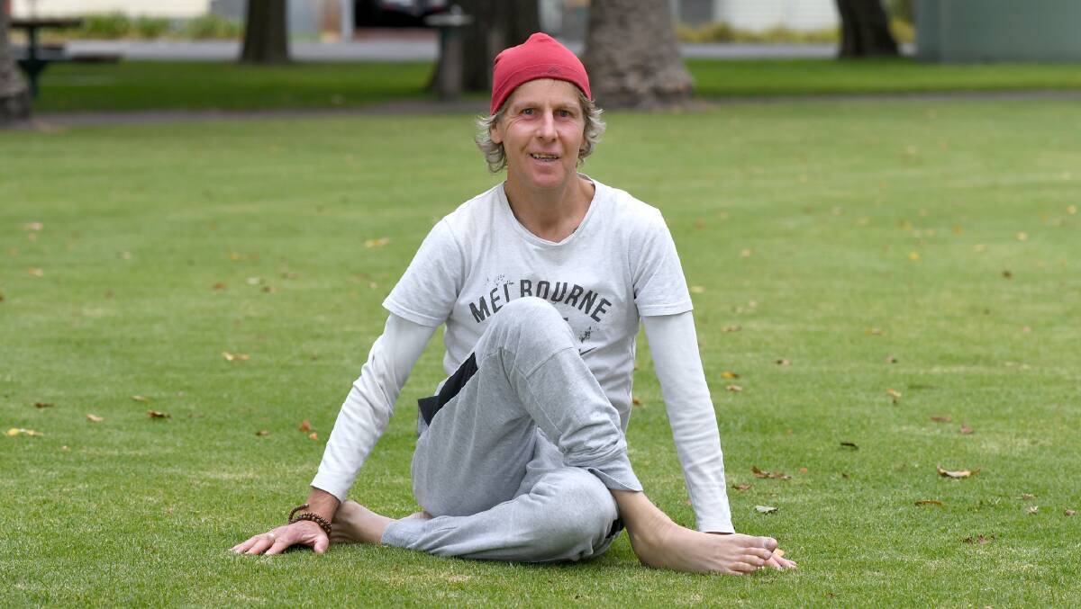 Aaron Schultz sees a variety of people, young and old, attend his yoga sessions. Picture: SAMANTHA CAMARRI