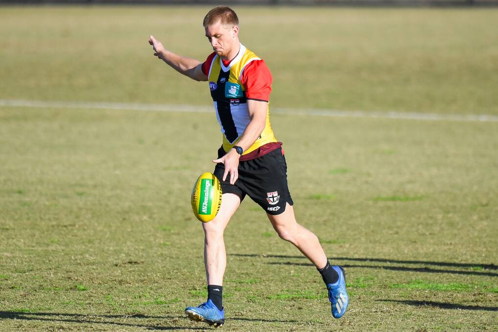STAYING: Seb Ross, pictured training last season, will be at St Kilda in 2021. Picture: MORGAN HANCOCK