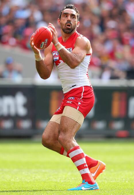 Goodes gathers the ball during his penultimate season. Picture: QUINN ROONEY/GETTY IMAGES