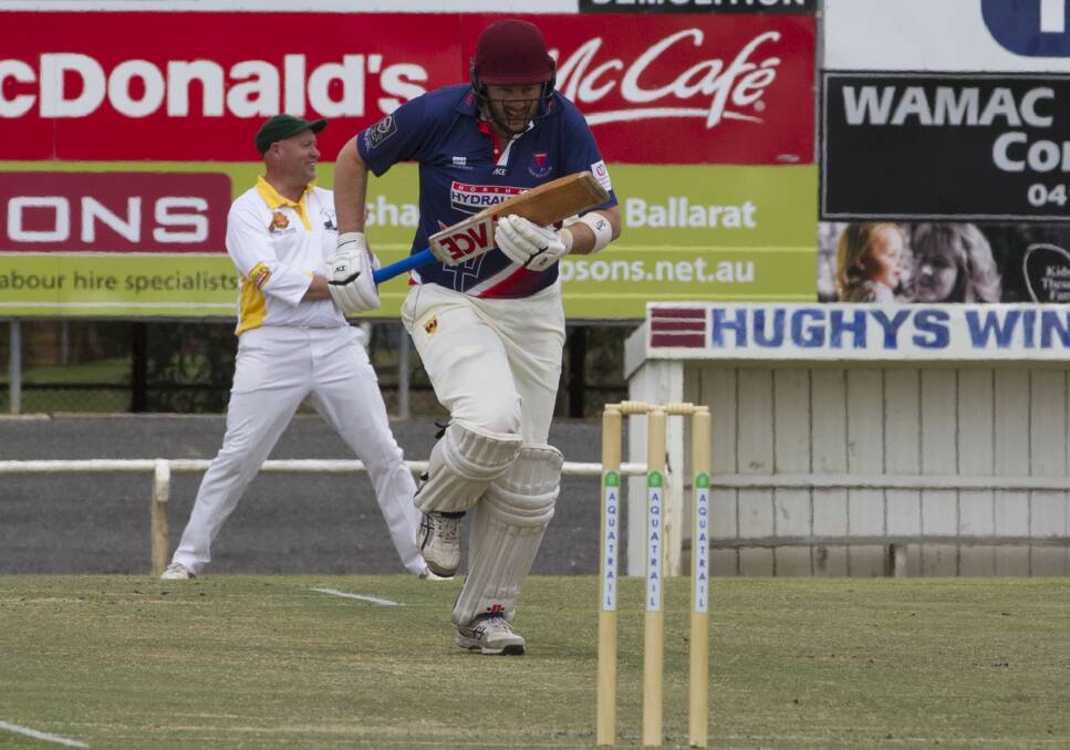 Laharum's Josh Mahoney charges between the wickets. Picture: PETER PICKERING