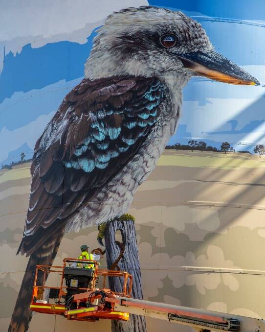 Carran puts the finishing touches on the kookaburra. Picture: CONTRIBUTED