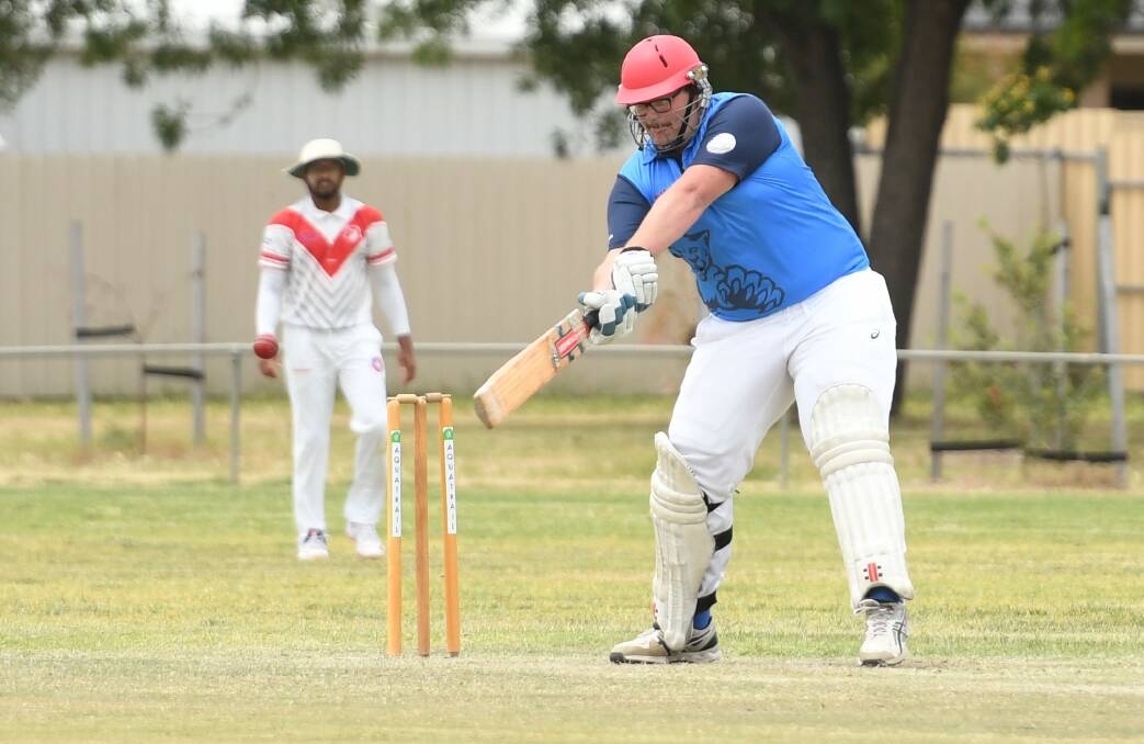 BIG SWING: Rup-Minyip's Billy Foorde-Engelsman lashes out at a ball outside off. Picture: RICHARD CRABTREE