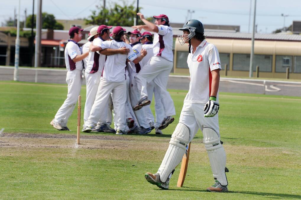 Noradjuha-Toolondo celebrates the final wicket in the A Grade grand final. 