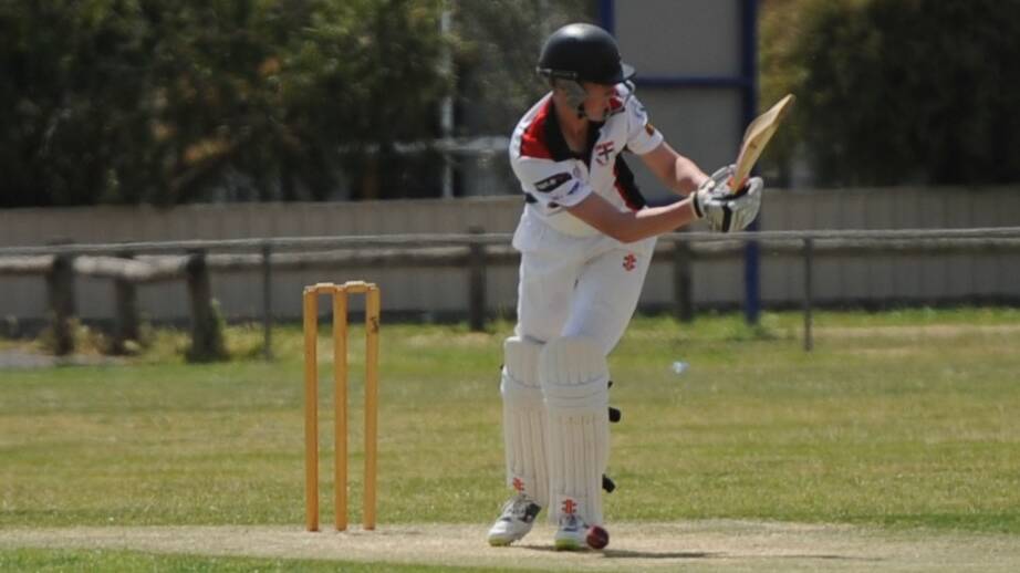 GOT HIM: Horsham Saints' Corey Smith misses a straight one, to be given out LBW.