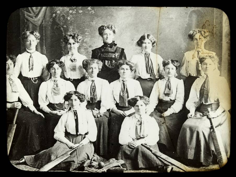 A ladies' cricket club poses for a photo at the turn of the 20th century. Picture: STATE LIBRARY OF VICTORIA