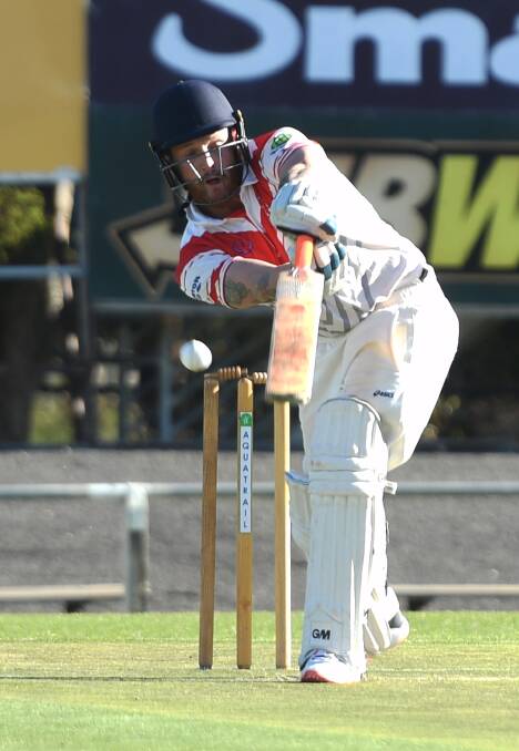 Homers' Luke Deutscher is bowled by a perfect Clinton Midgley delivery. Picture: MATT CURRILL