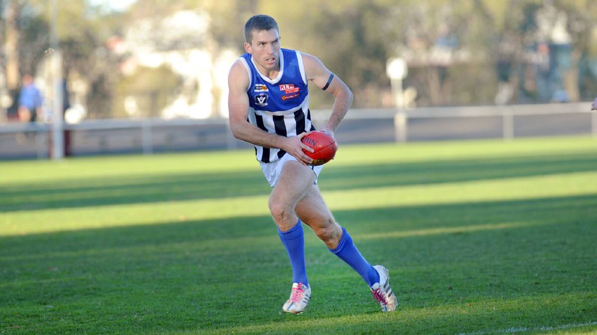 HAWKS HOMECOMING: Clinton Young in action for Minyip-Murtoa in 2016.