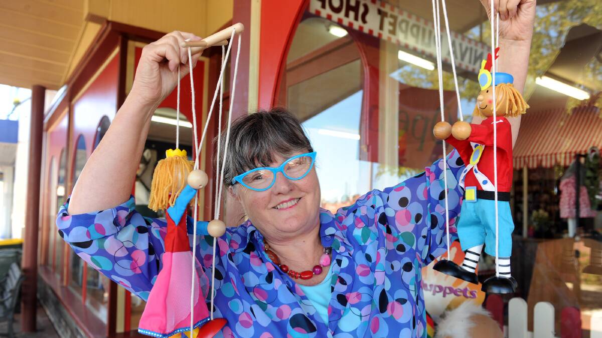 Julie Finch at her puppet shop in Kaniva.