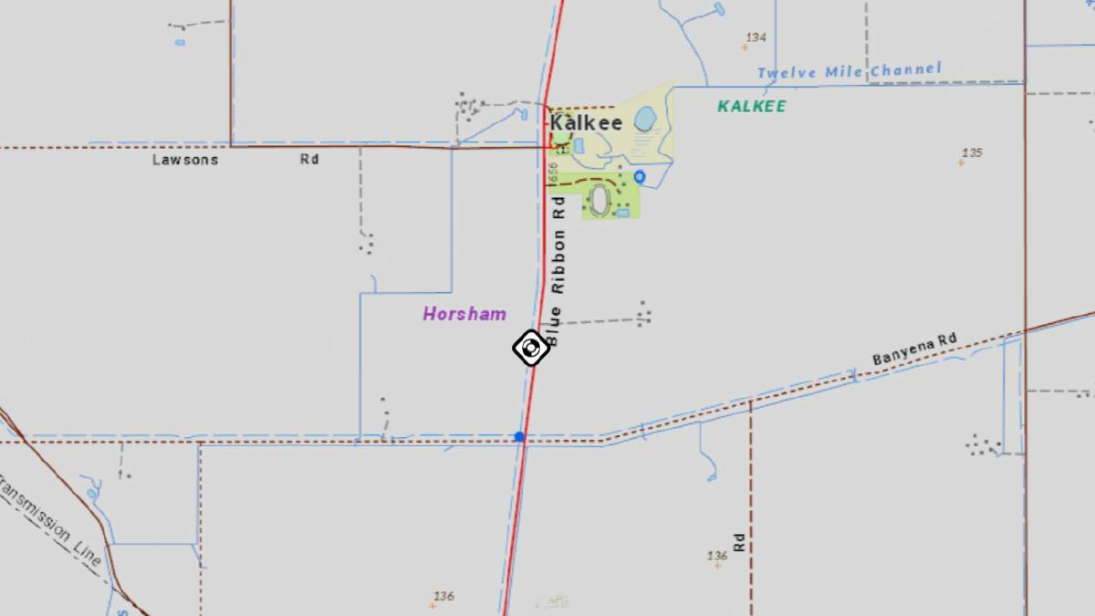 A map of where the crash occurred at Kalkee this afternoon. 