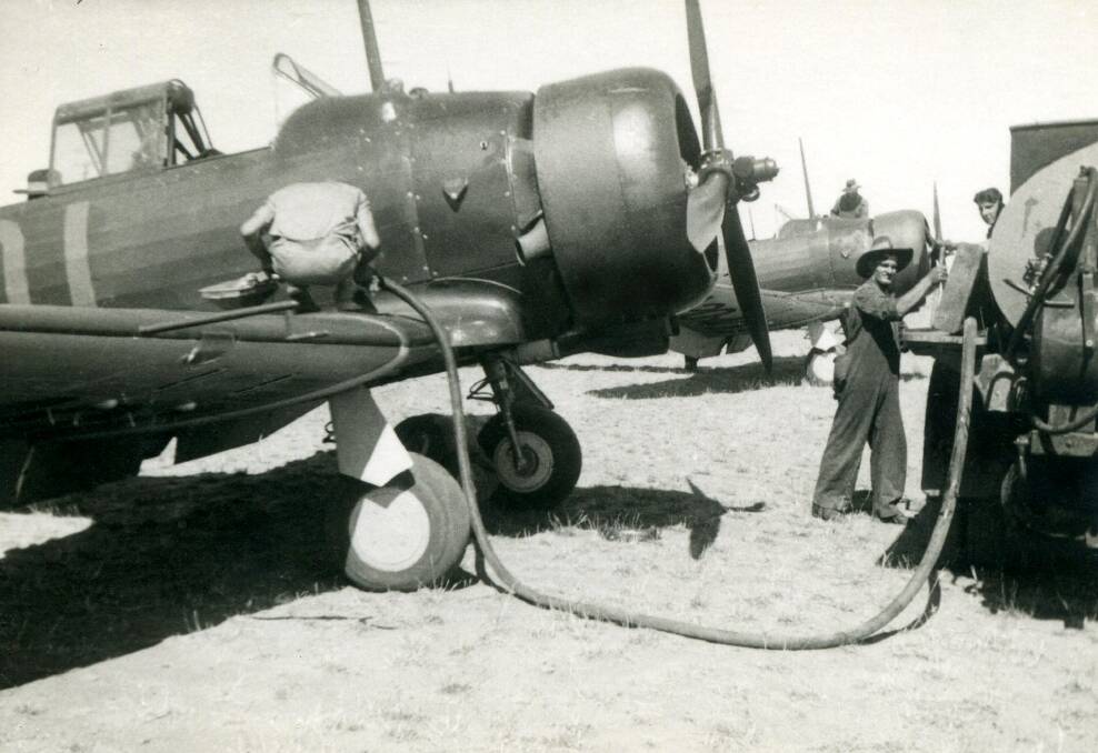 HISTORY: Ground crew refuelling a Wirraway at Nhill's RAAF Training Base in 1941. Pictures: CONTRIBUTED
