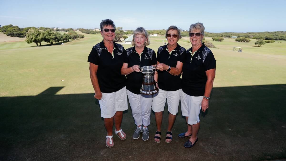 WINNERS: Bev Price, Sue Galpin, Sally Hood and Julie Neumann won the Marj Robinson Bowl at Warrnambool. Picture: Anthony Brady