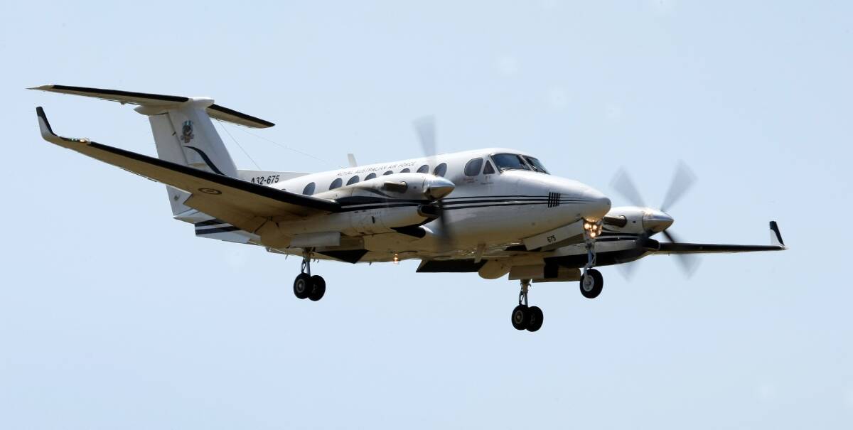 A KA350 King Air aircraft on final approach to RAAF Base Richmond. Photo: Department of Defence