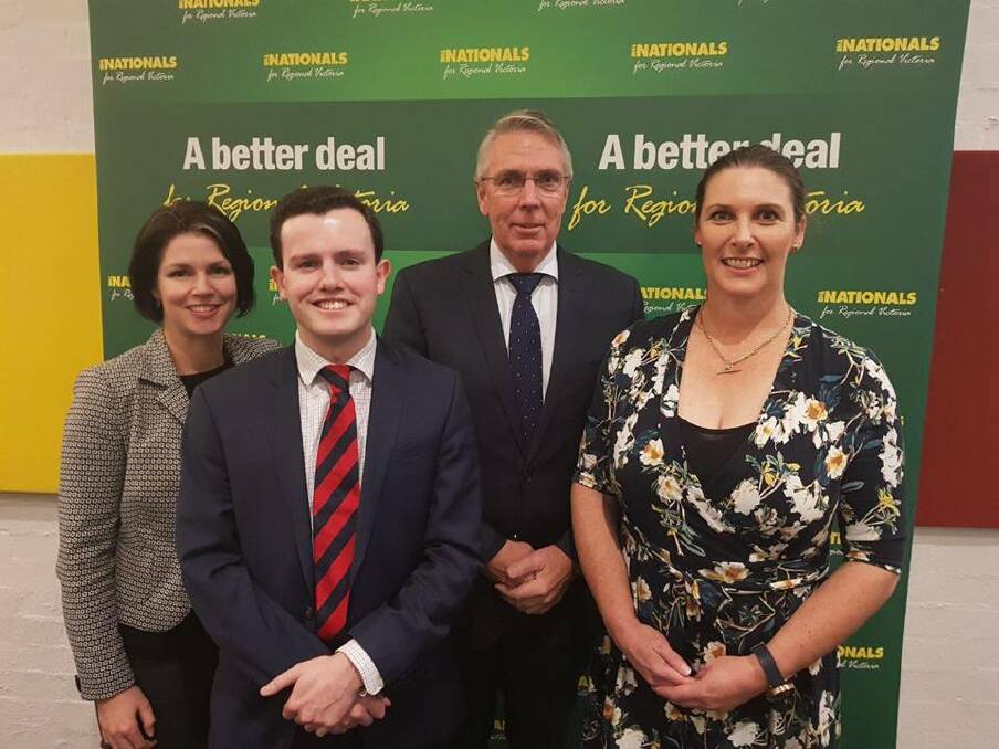 NATIONALS: Jo Armstrong (right) with fellow Western Victoria candidate Andrew Black (front right) and Lowan MP Emma Kealy and state party leader Peter Walsh. Picture: FACEBOOK/EMMA KEALY