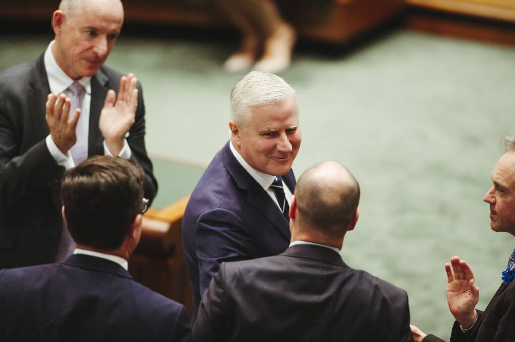 Riverina MP Michael McCormack receives a standing ovation after leaving Parliament's chamber as Deputy Prime Minister for the last time on Monday last week. Picture: Dion Georgopoulos.