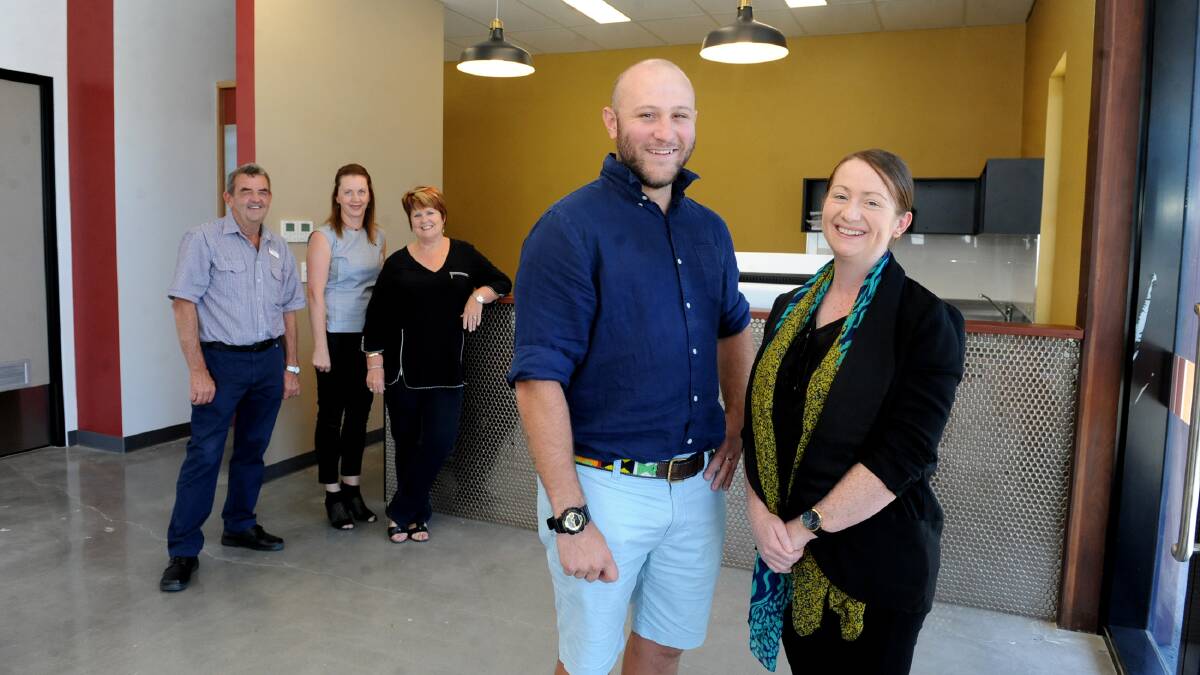NEW: Hugh and Nicole Goldson at baa 3400 with building field officer Chris Flood, town hall venue manager Shana Miatke and Cr Pam Clarke. Picture: SAMANTHA CAMARRI