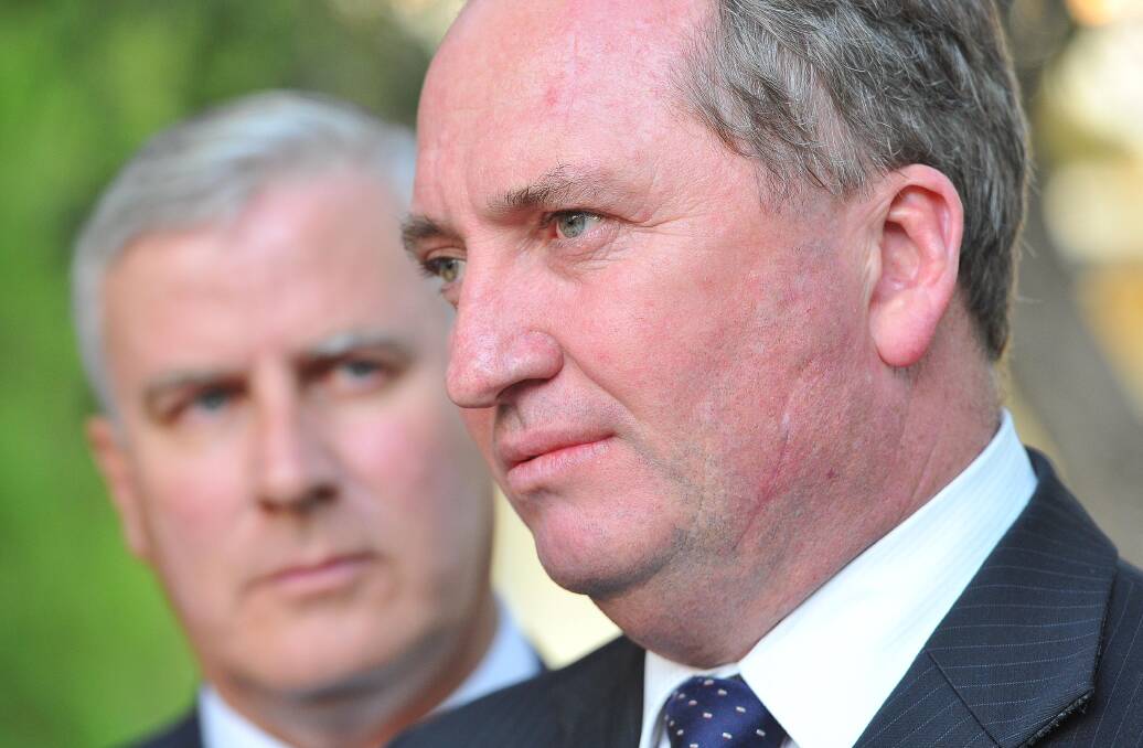 Riverina MP Michael McCormack and then deputy prime minister Barnaby Joyce during a visit to Wagga in 2016