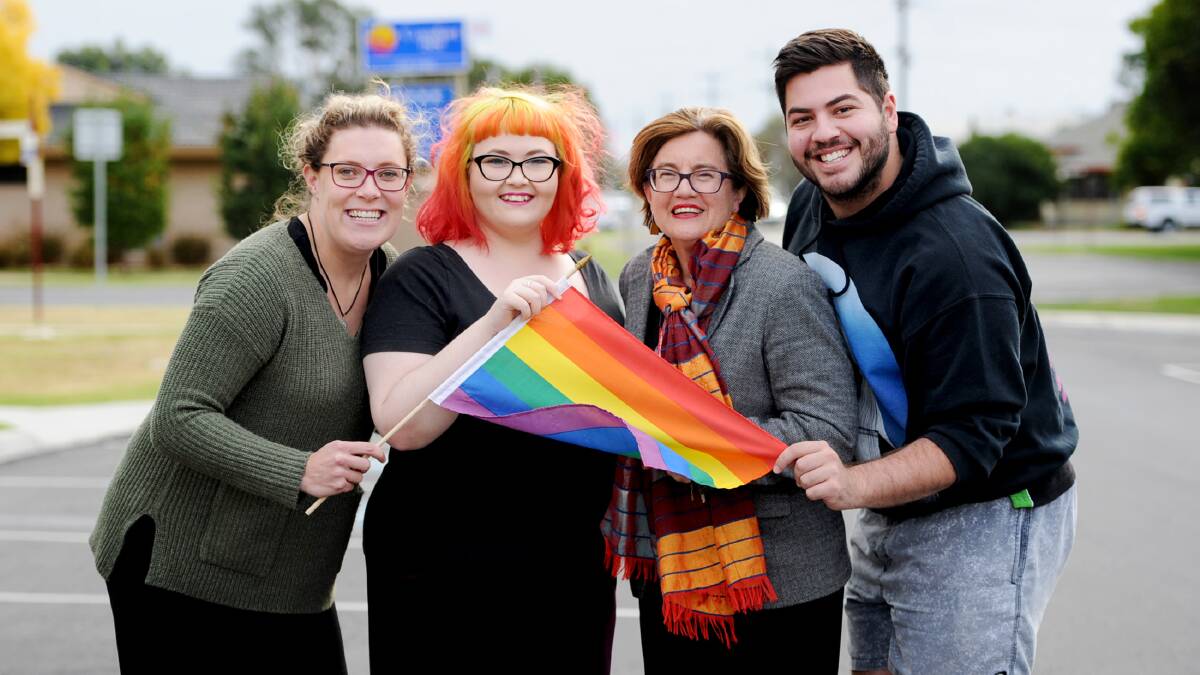 Wimmera Uniting Care communications team leader Adele Rohde, Wimmera Pride Project co-founder Maddi Ostapiw, Wimmera Uniting Care chief executive Wendy Sturgess, and Wimmera Pride Project co-founder Loucas Vettos.