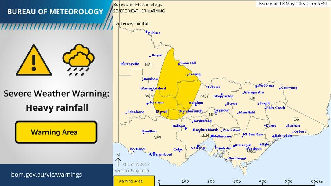 Severe weather warning for parts of the Wimmera