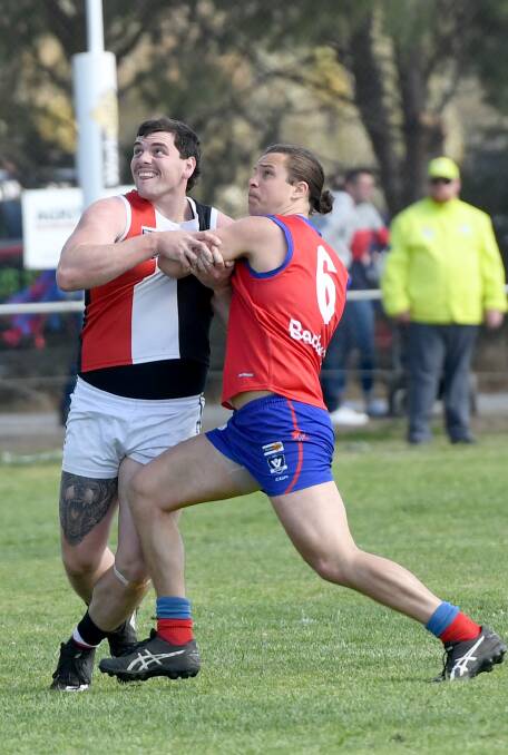 Ryan competes against Lachie Exell in the preliminary final of 2018. Picture: SAMANTHA CAMARRI