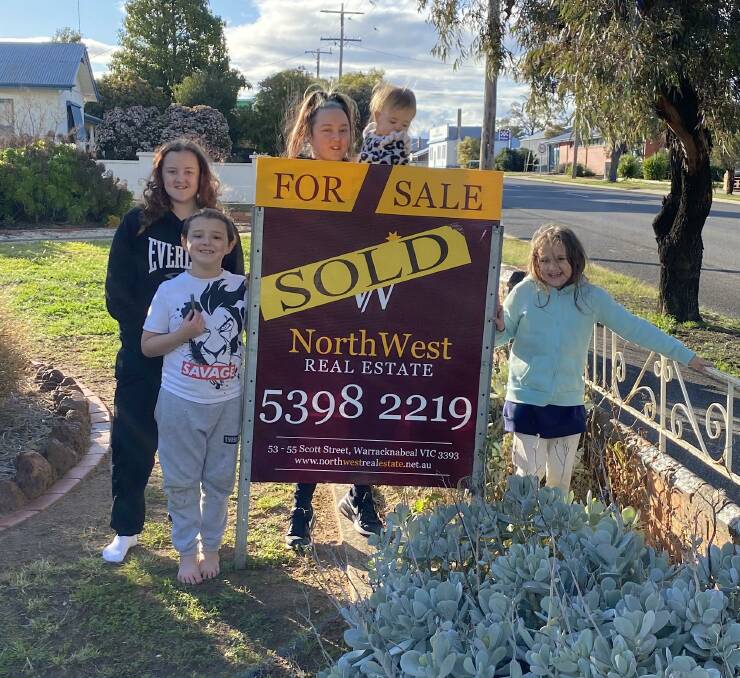 HOME: The five Sugden children after buying their Hopetoun home. Picture: CONTRIBUTED