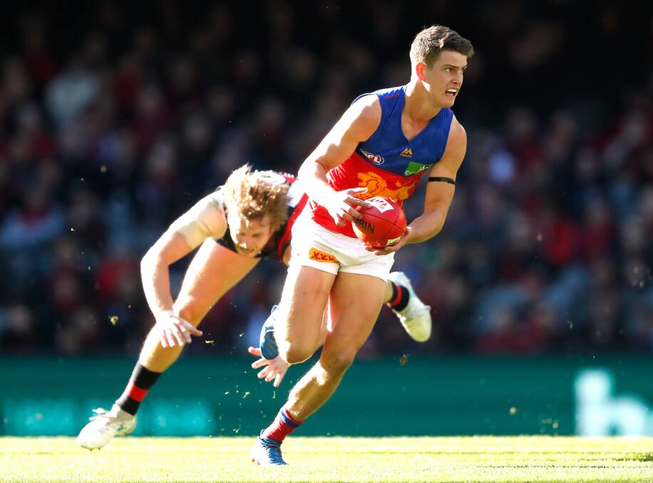 Berry bursts away from Michael Hurley in 2017. Picture: ADAM TRAFFORD/AFL MEDIA/GETTY IMAGES