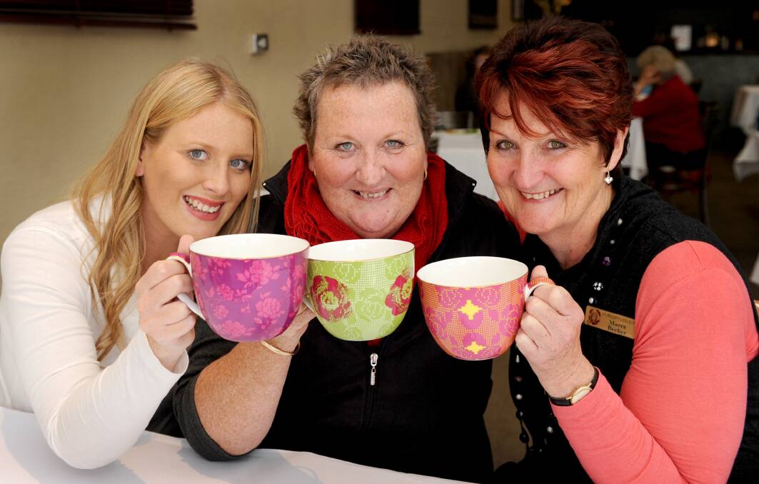 Leah Dumesny, Sharon Dumesny and Maree Becker at the Big Morning Tea event in 2012.