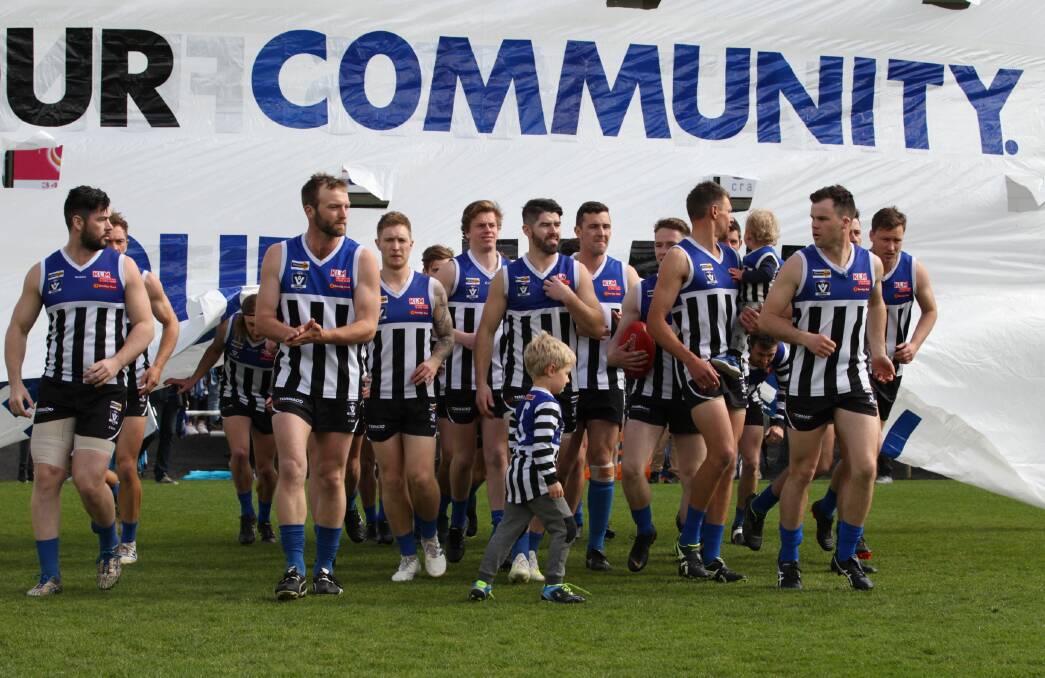 Minyip-Murtoa stride out for the 2019 WFL grand final. 