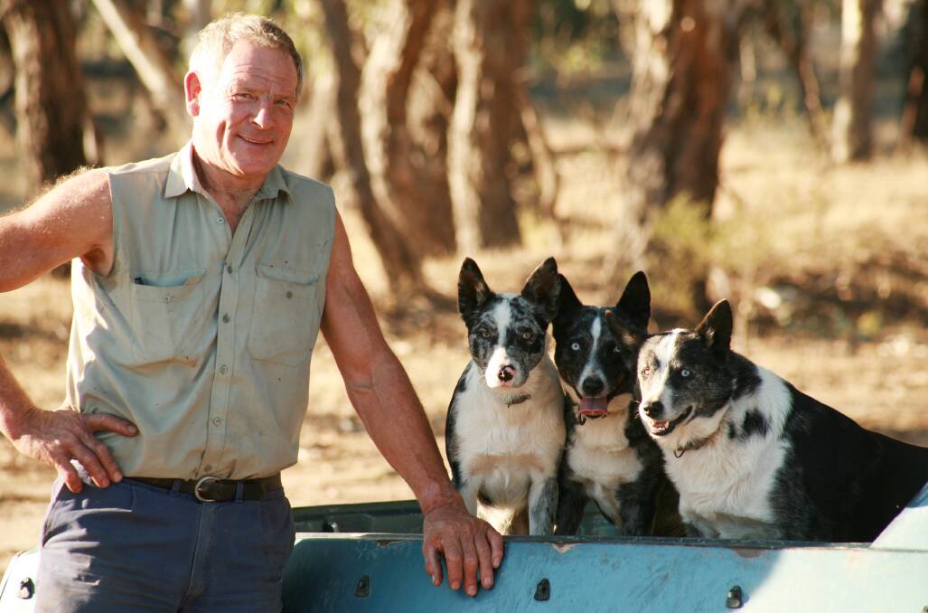 Kelm in 2008 with his dogs Spud, Chewy and Barry.