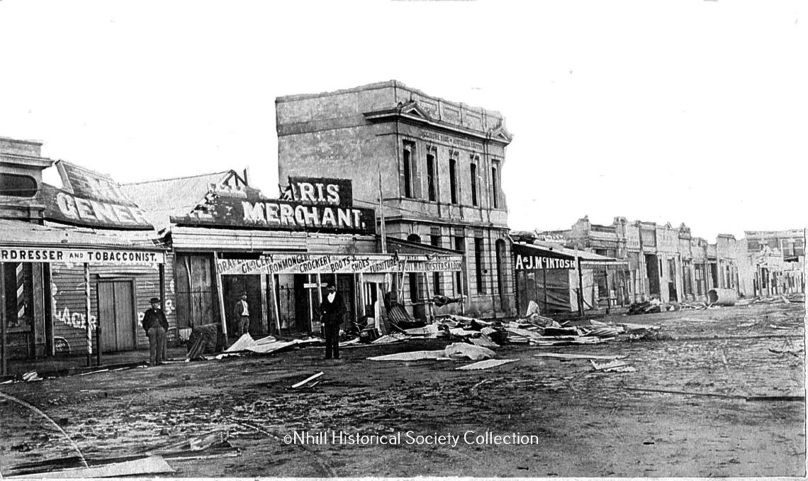 Damage at Nhill after the 1897 tornado. Picture: NHILL HISTORICAL SOCIETY