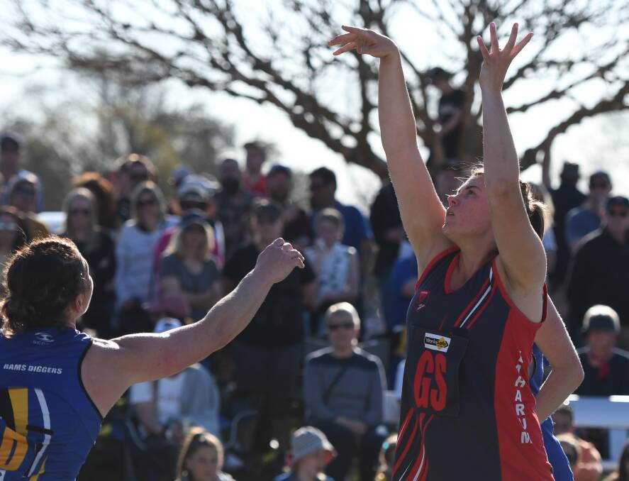 CALM: In front of a big City Oval crowd, Laharum co-coach Caitlin Story shot the ball tremendously well in the grand final. Picture: ERIN WITMITZ