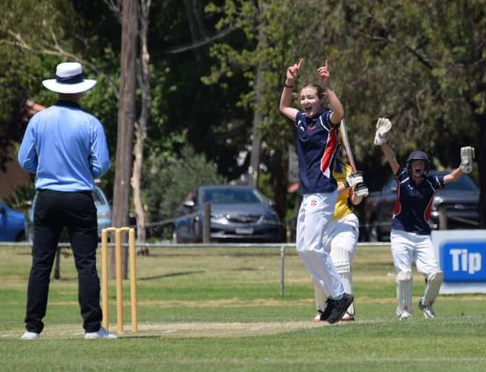 HOW'S THAT: Ruby James appeals for a wicket while playing with the Western Waves. James was selected for the Youth Super Series that began at the weekend.
