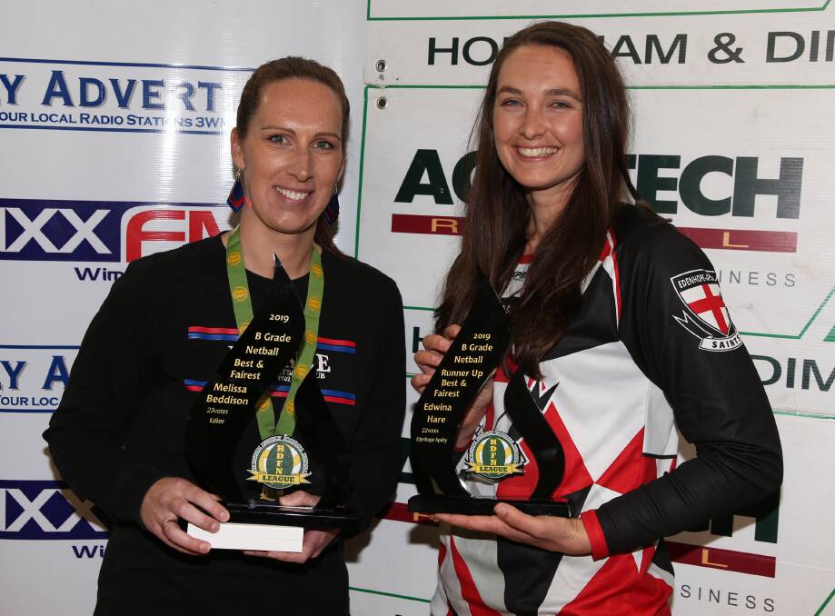 B GRADE: Winner Kalkee's Melissa Beddison and runners-up Edenhope-Apsley's Edwina Hare. 