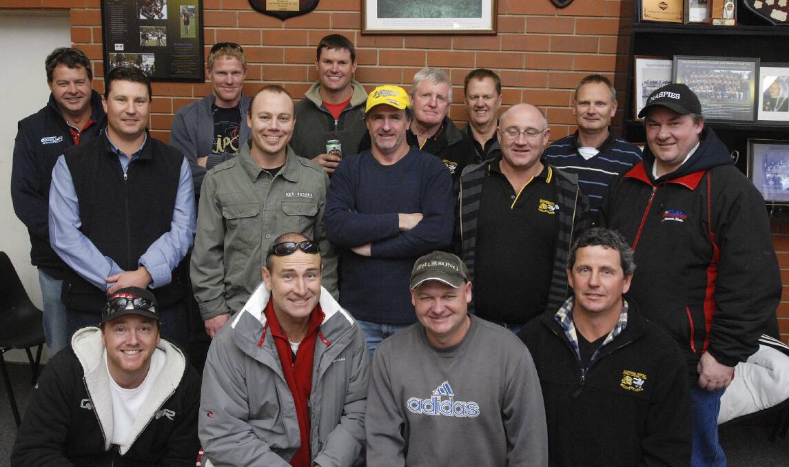 30 year reunion for the 1988 premiership in 2008. Back left to right: Ross McFarlane, Trevor McClure, Chris Johns, Rod Garth, Geoff Coustley, Brendan Isbel.
Middle left to right: Brenton Massey, Barry Knight, Larry Friend, Shane McLean, David Berry.
Front left to right: Ian Sorrell, Ross Jenner, Craig Baker, Chris Friend.
