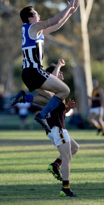 Delahunty flies for a grab while playing with Minyip-Murtoa in 2017. Picture: SAMANTHA CAMARRI