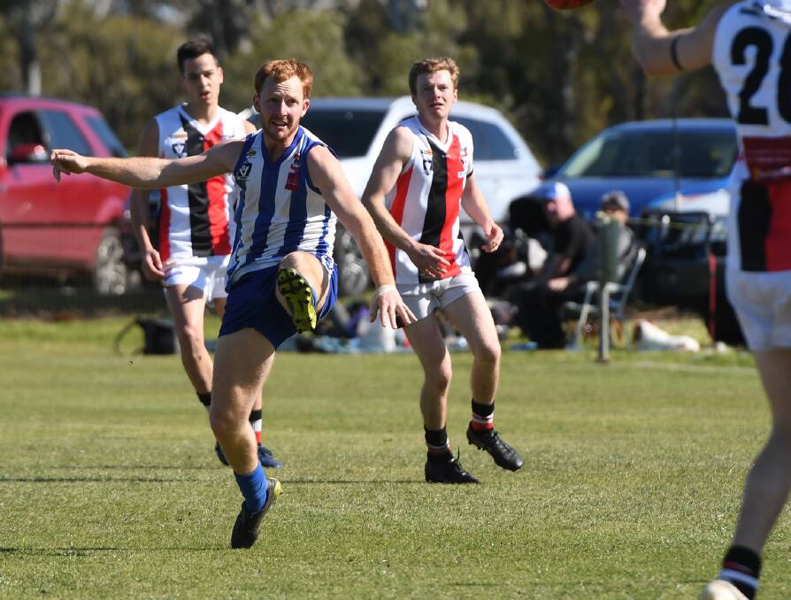 Eric Guthrie snaps a goal during the 2019 semi-final. Picture: SAMANTHA CAMARRI