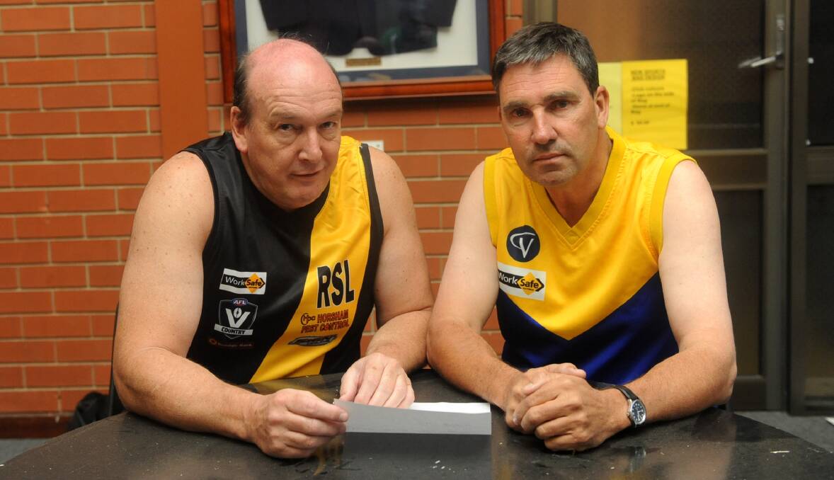 THE POTENTIAL OF MERGING: Horsham RSL Diggers president Peter Miller and Natimuk president Andrew Carine came together to merge the two clubs in 2014.