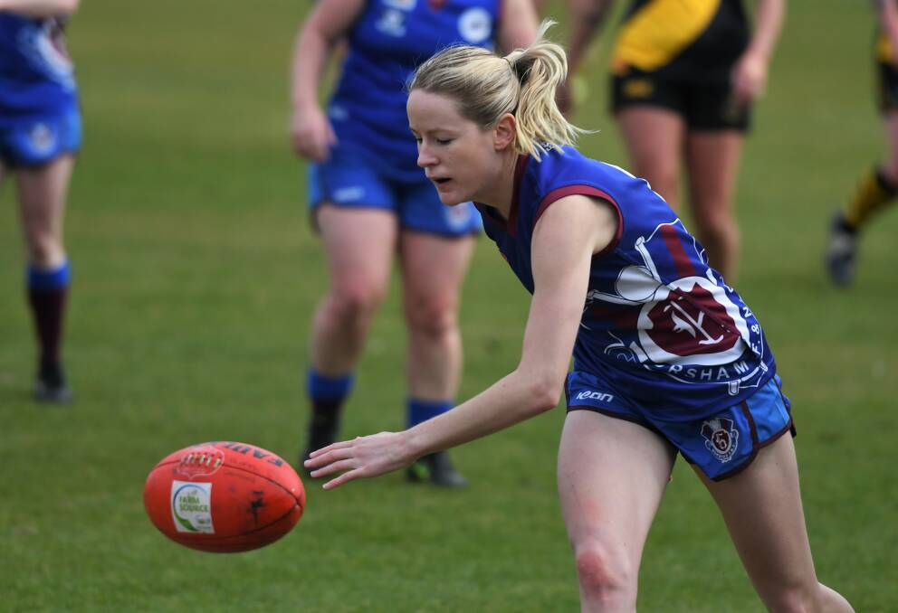 Amy Shrive chases after the football last season. Picture: MATT CURRILL