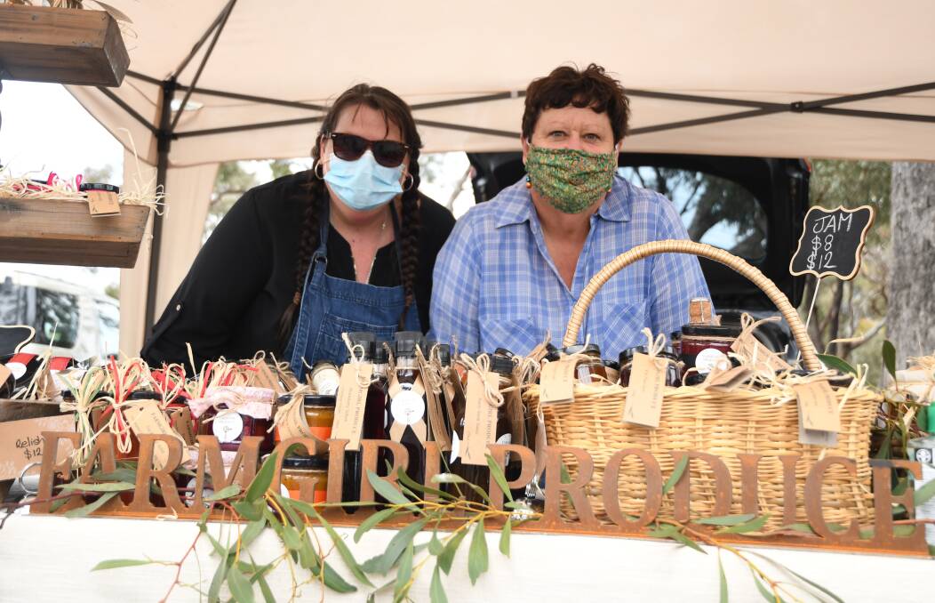 PRODUCE: Bindi Rollinson and Raelene Joyce of Farmgirl Produce at the October market. Picture: RICHARD CRABTREE