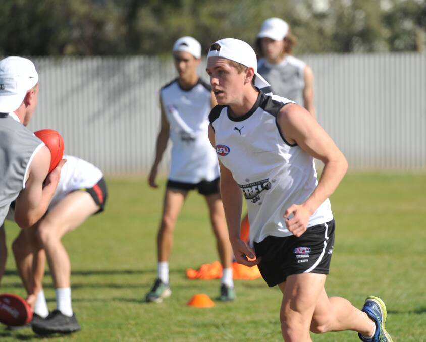 Gage Wright going through the motions at a Rebels training session in Horsham.