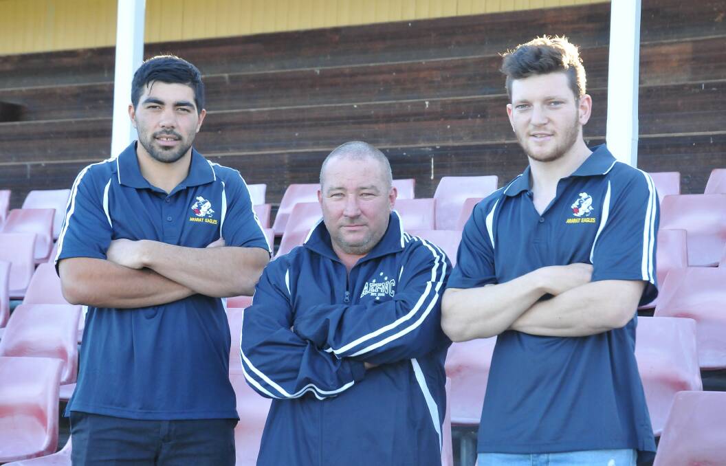 RECRUITS: Ararat Eagles' assistant coach Tom Taurau, coach Brett Sladdin and assistant coach Naish McRoberts. Picture: CASSANDRA LANGLEY