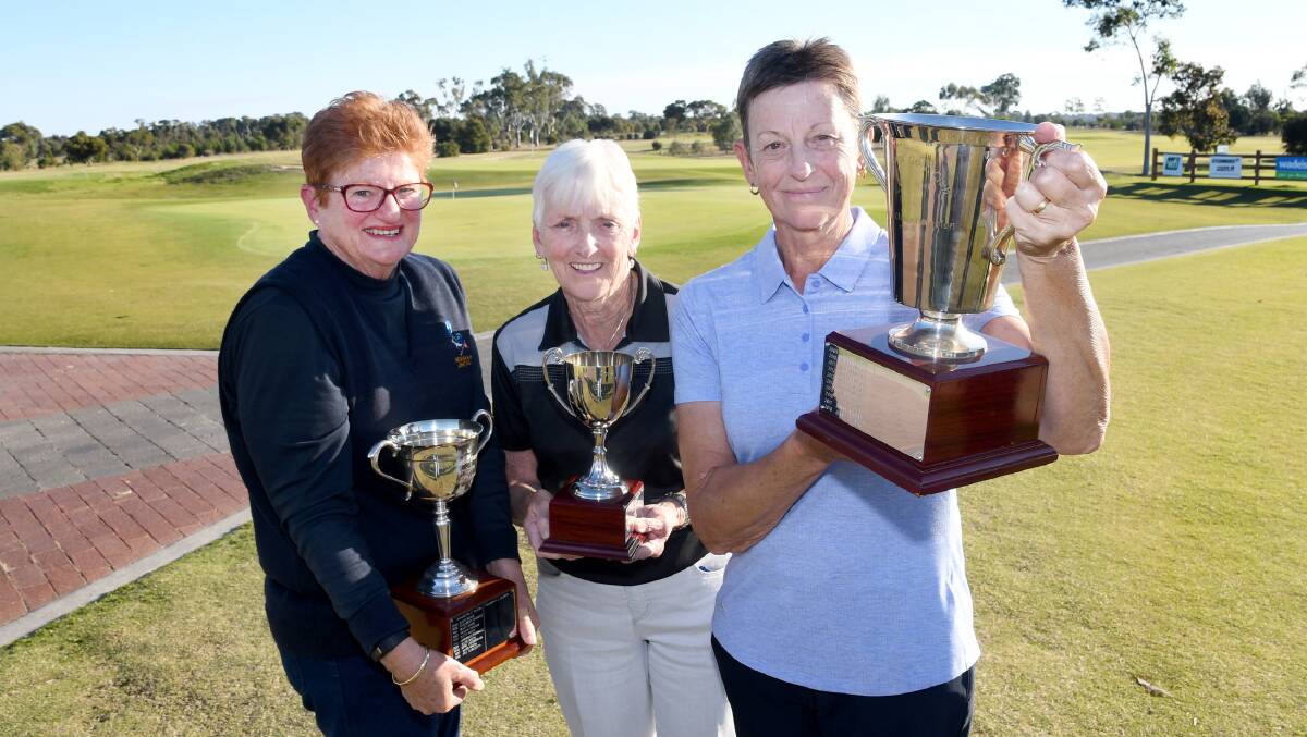 CHAMPIONS: Horsham Golf Club ladies 2019 club champions. B Grade Kathy Strudwick, Joan Williams and Jenny McRae. Picture: SAMANTHA CAMARRI