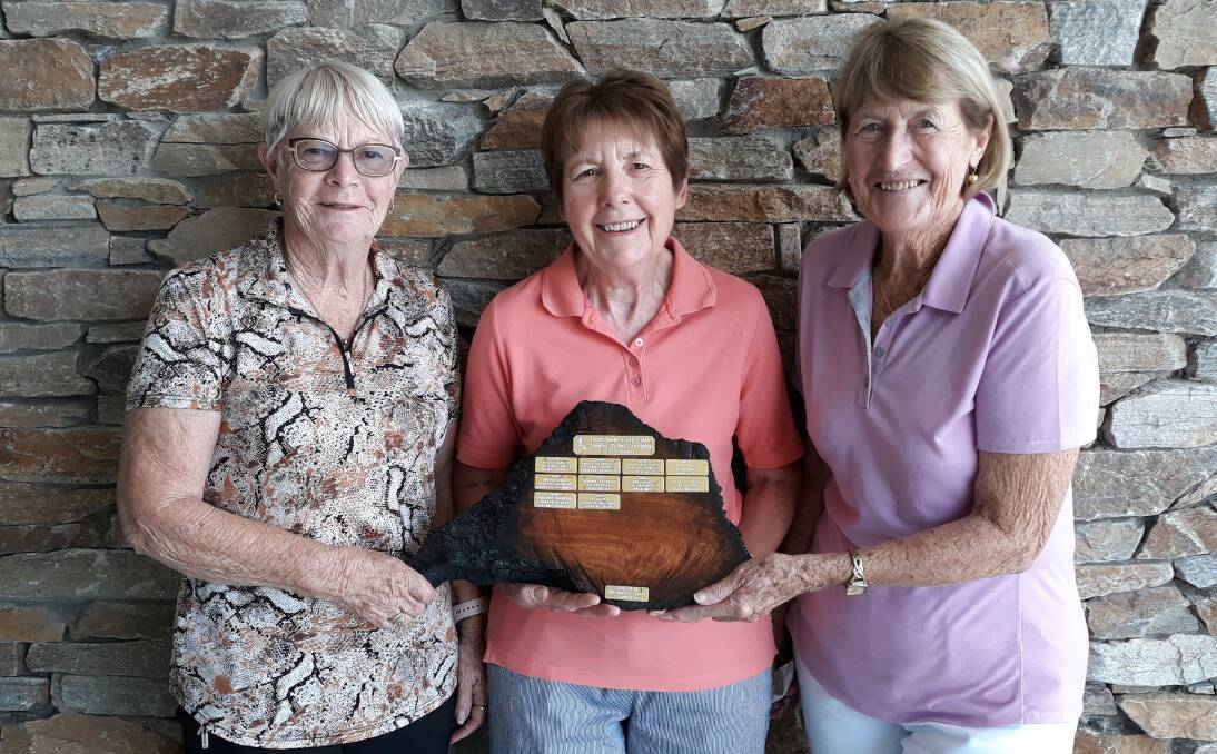 VICTORS: On a special day commemorating the Remlaw fire, and raising funds for the Mallacoota Golf Club, it was Pat Brooksby, Pauline Salter and June Gross who claimed victory with 51 stableford points. Picture: CONTRIBUTED