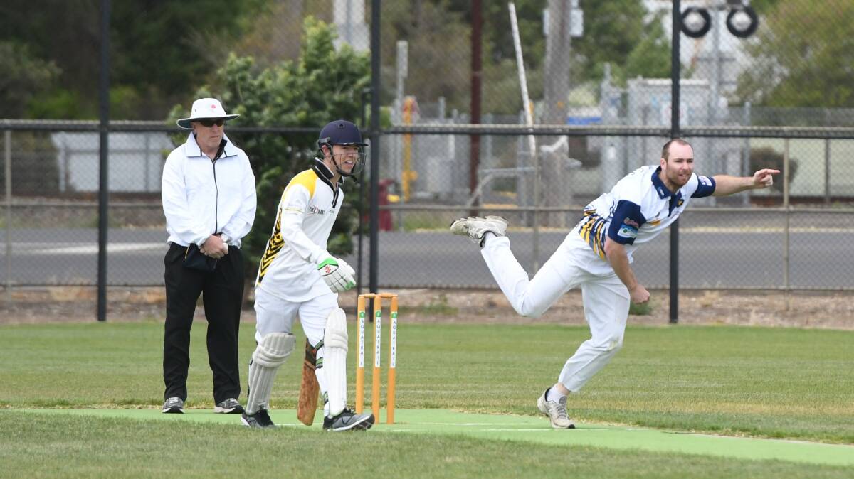 ACROBATIC: Dylan Arnott bowling with Colts earlier in the season. Picture: RICHARD CRABTREE