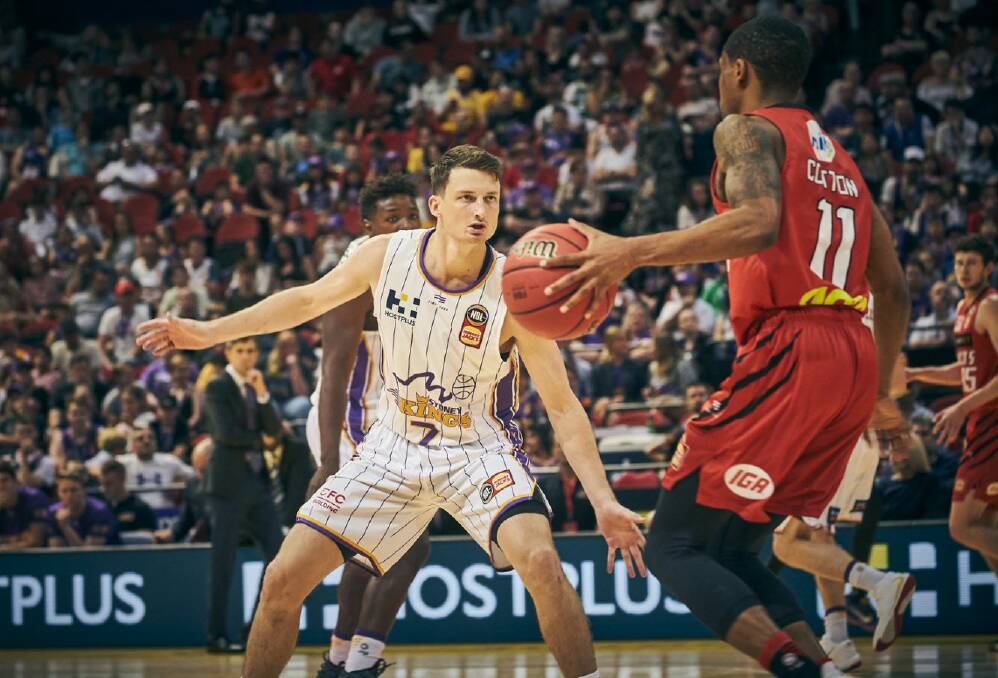 Shaun Bruce guarding NBL superstar Bryce Cotton earlier this season. Picture: SYDNEY KINGS